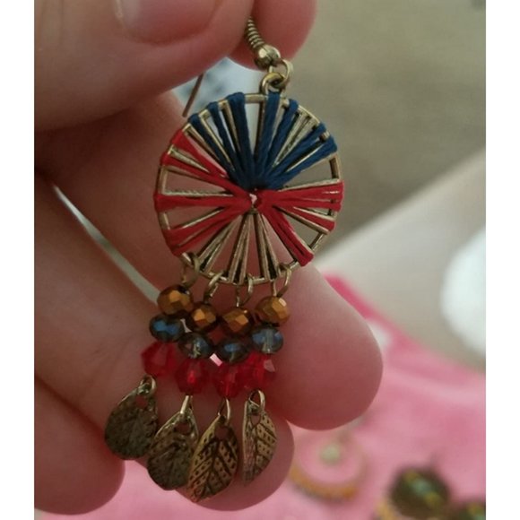 Boho Dangle Earrings Dangling Drop Unique Bohemian Jewelry Ladies Fashion Round - Picture 4 of 5